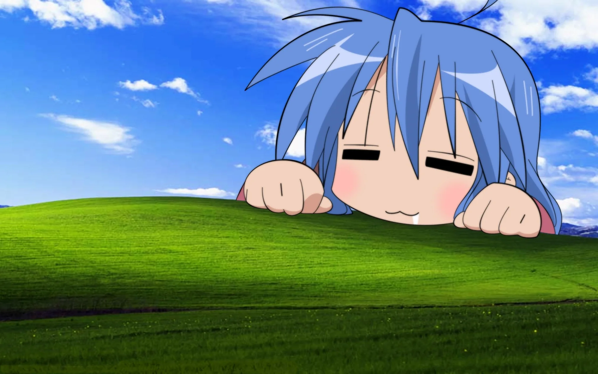 Wallpaper ya 4K - Windows XP na Konata Izumi
