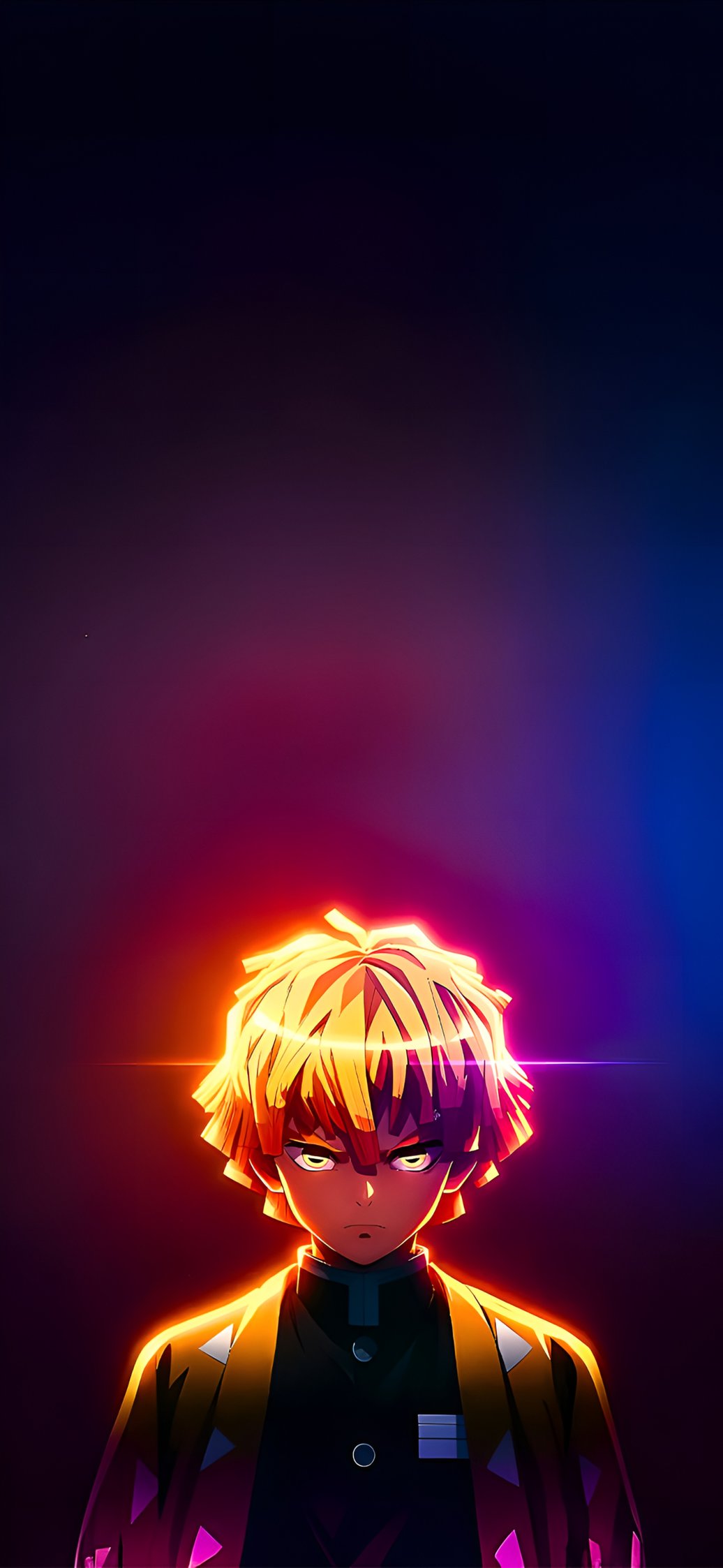 Zenitsu Agatsuma Glowing Neon Demon Slayer Wallpaper