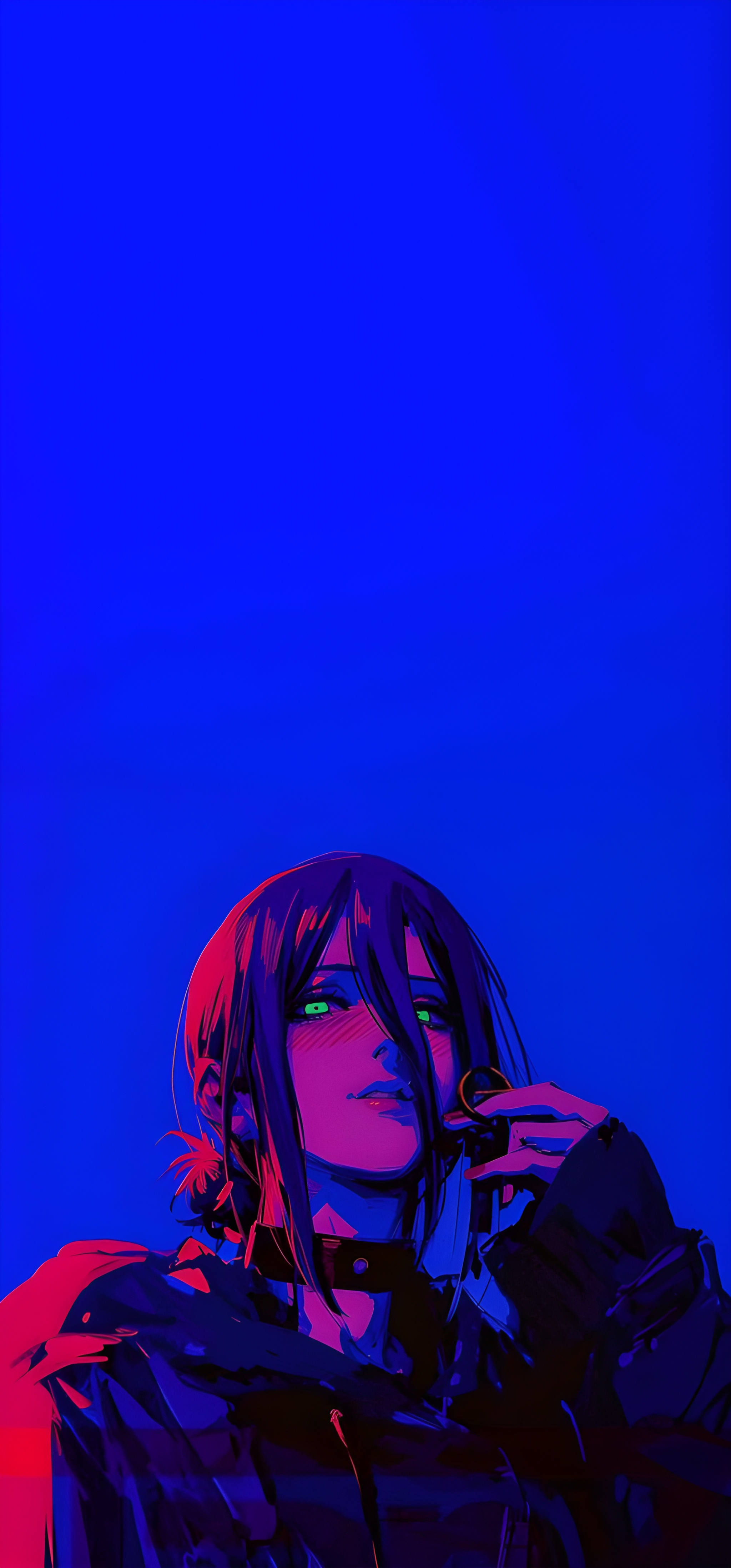 Reze Chainsaw Man Neon Blue Wallpaper