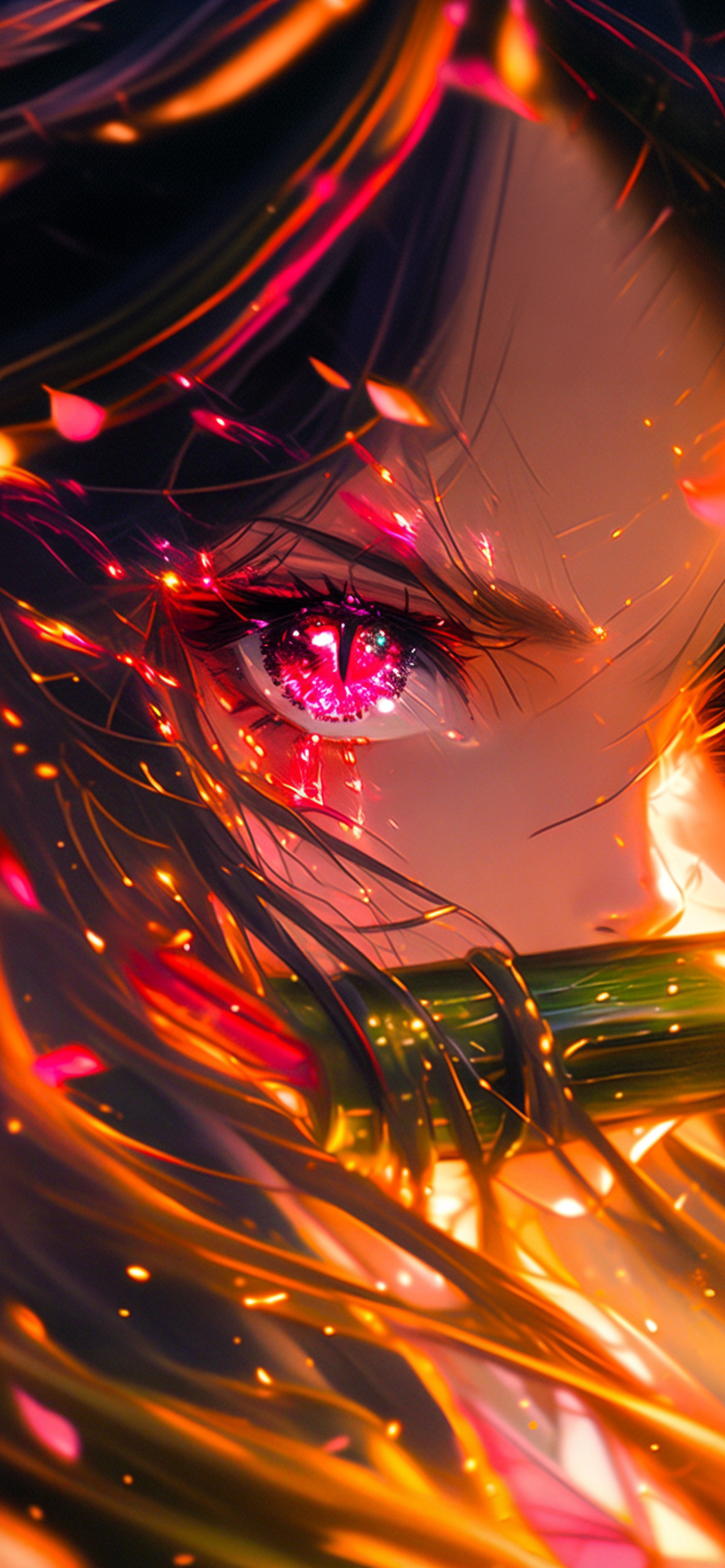 Demon Slayer Nezuko Glowing Eye 4K Wallpaper