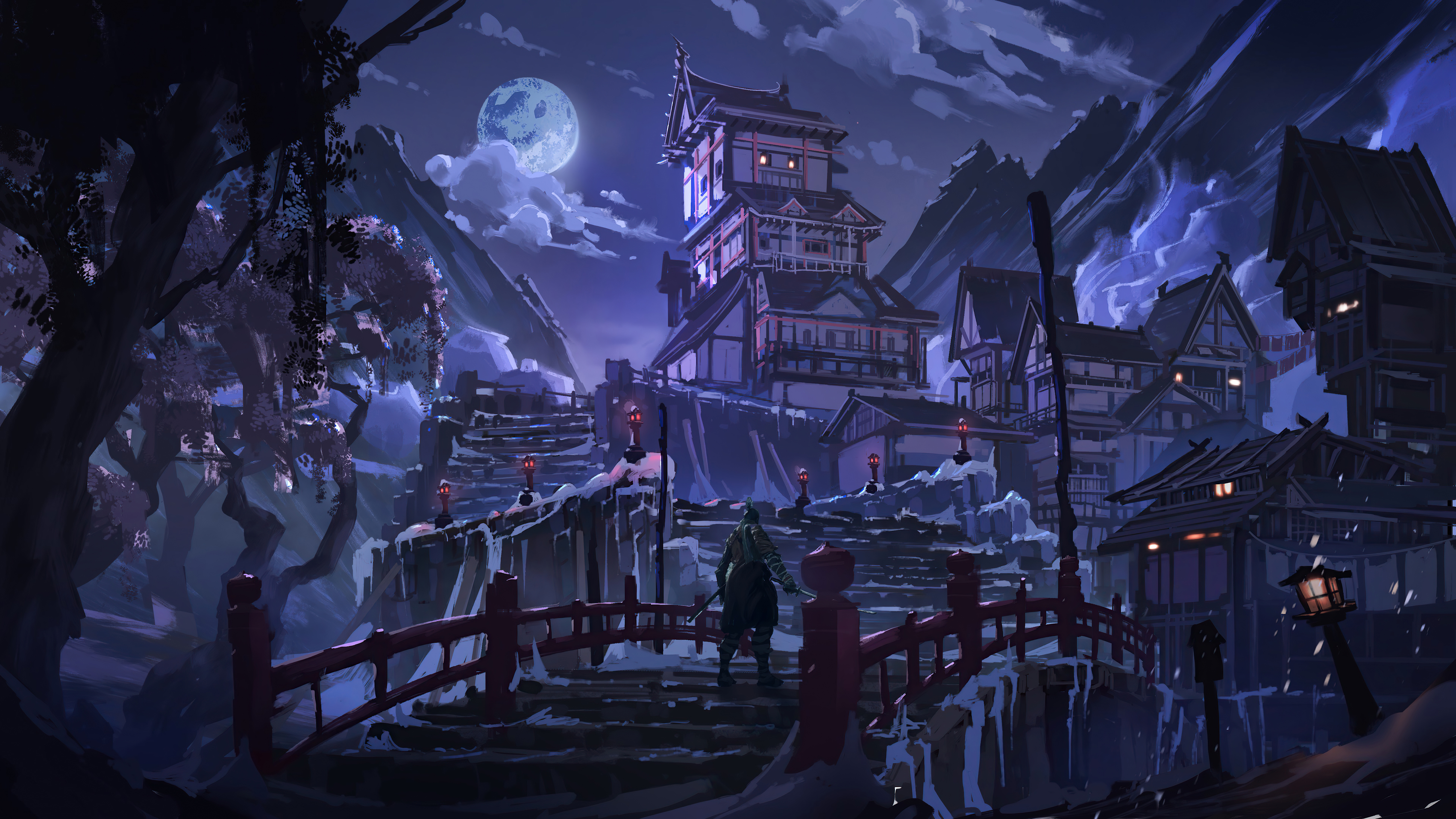 Sekiro Night Castle Wallpaper 4K