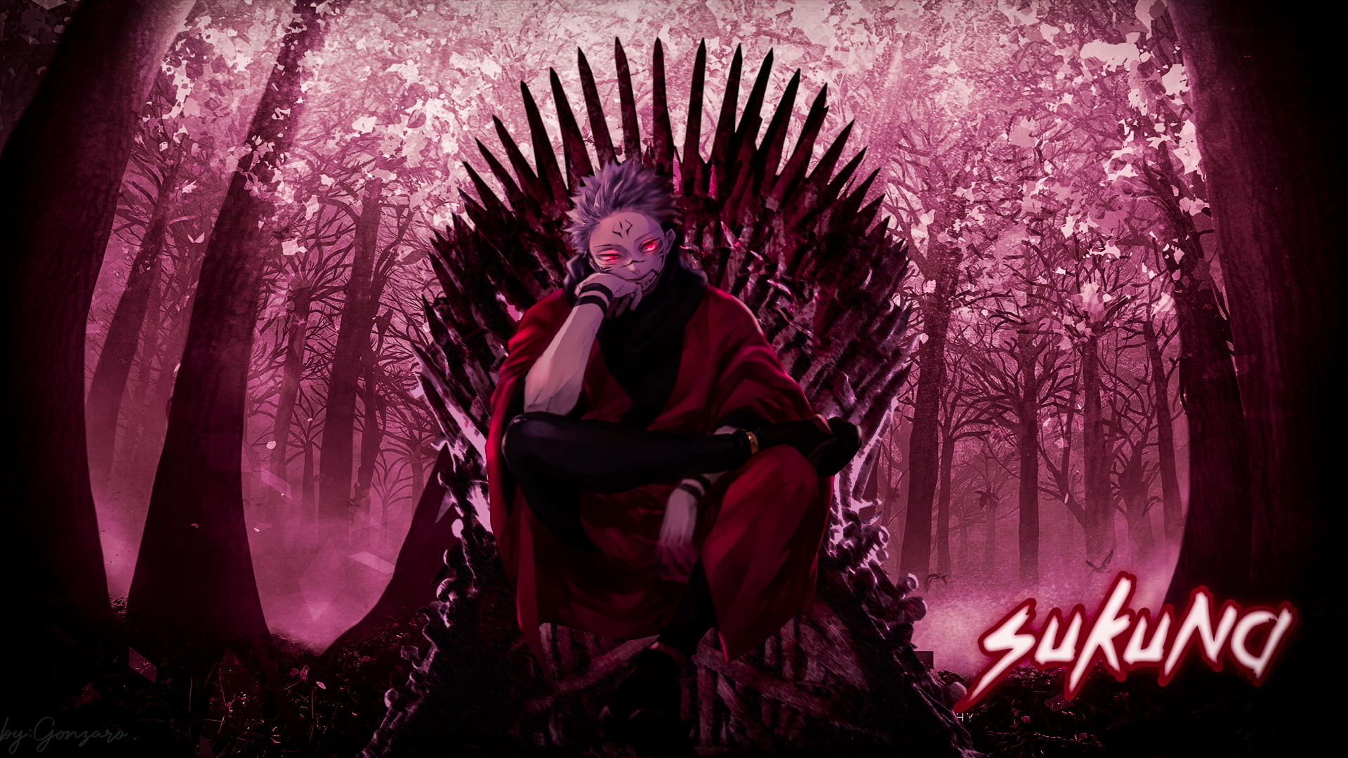 Sukuna Throne Wallpaper - Jujutsu Kaisen 4K