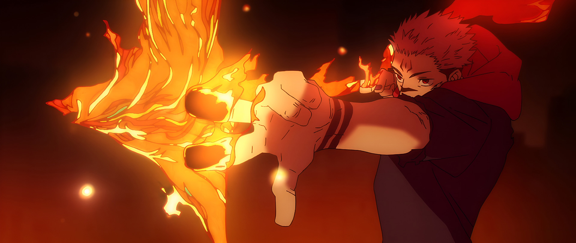 Jujutsu Kaisen Yuji Itadori Fire Punch 4K Wallpaper