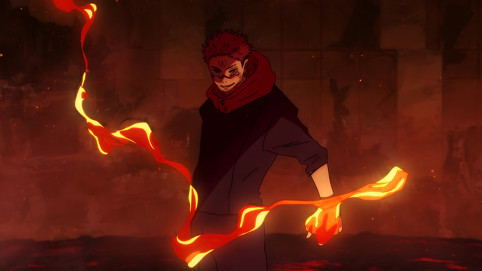 Sukuna Flammen Jujutsu Kaisen 4K Wallpaper