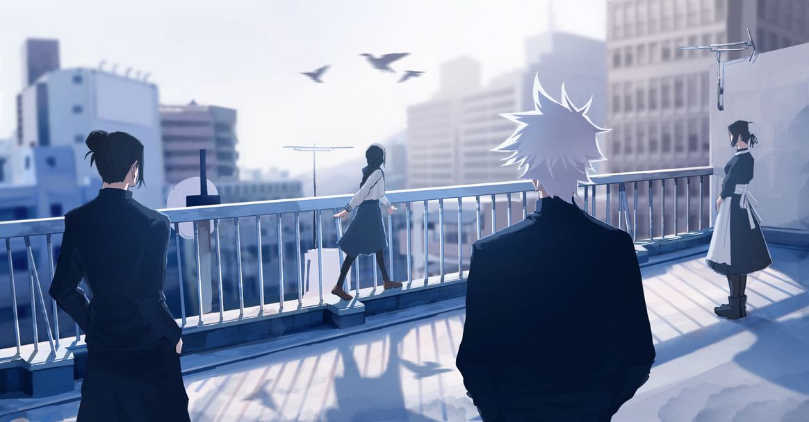 Jujutsu Kaisen Rooftop Scene 4K Anime Wallpaper