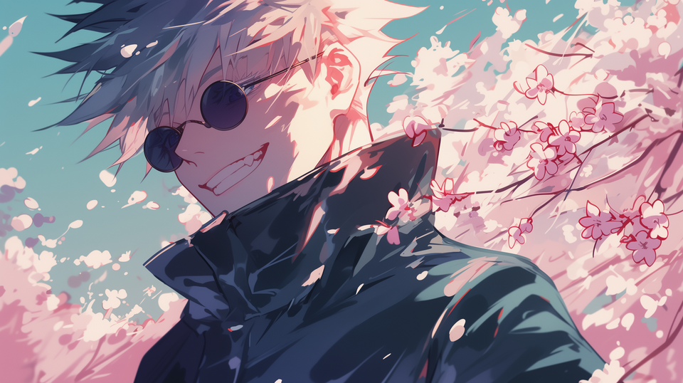 Gojo Satoru Cherry Blossom 4K Wallpaper