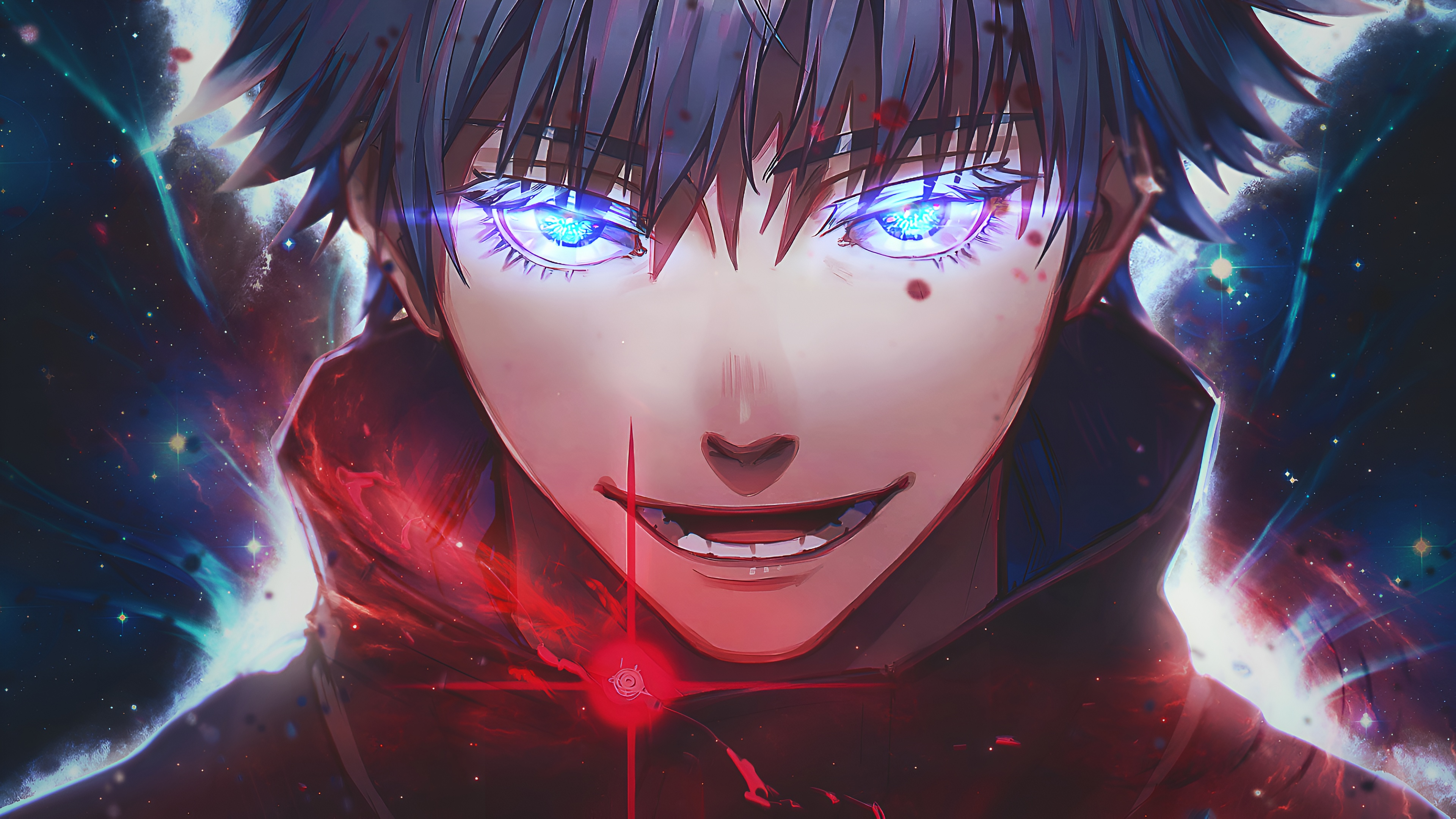 Gojo Satoru Intense Glowing Eyes 4K Wallpaper