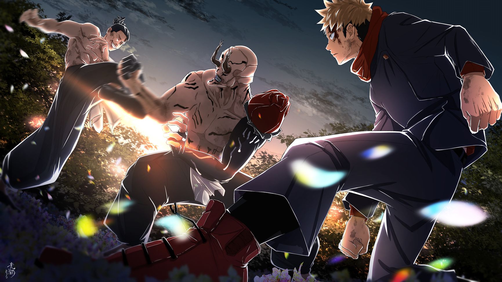 Jujutsu Kaisen Scena di Battaglia Epica Sfondo 4K