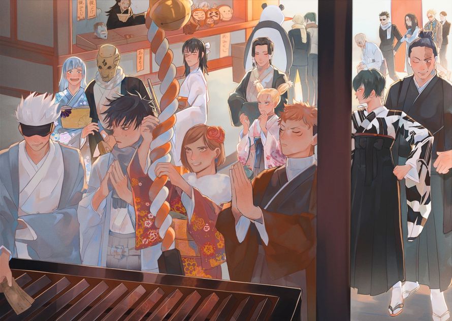 咒术回战新年神社祭典壁纸