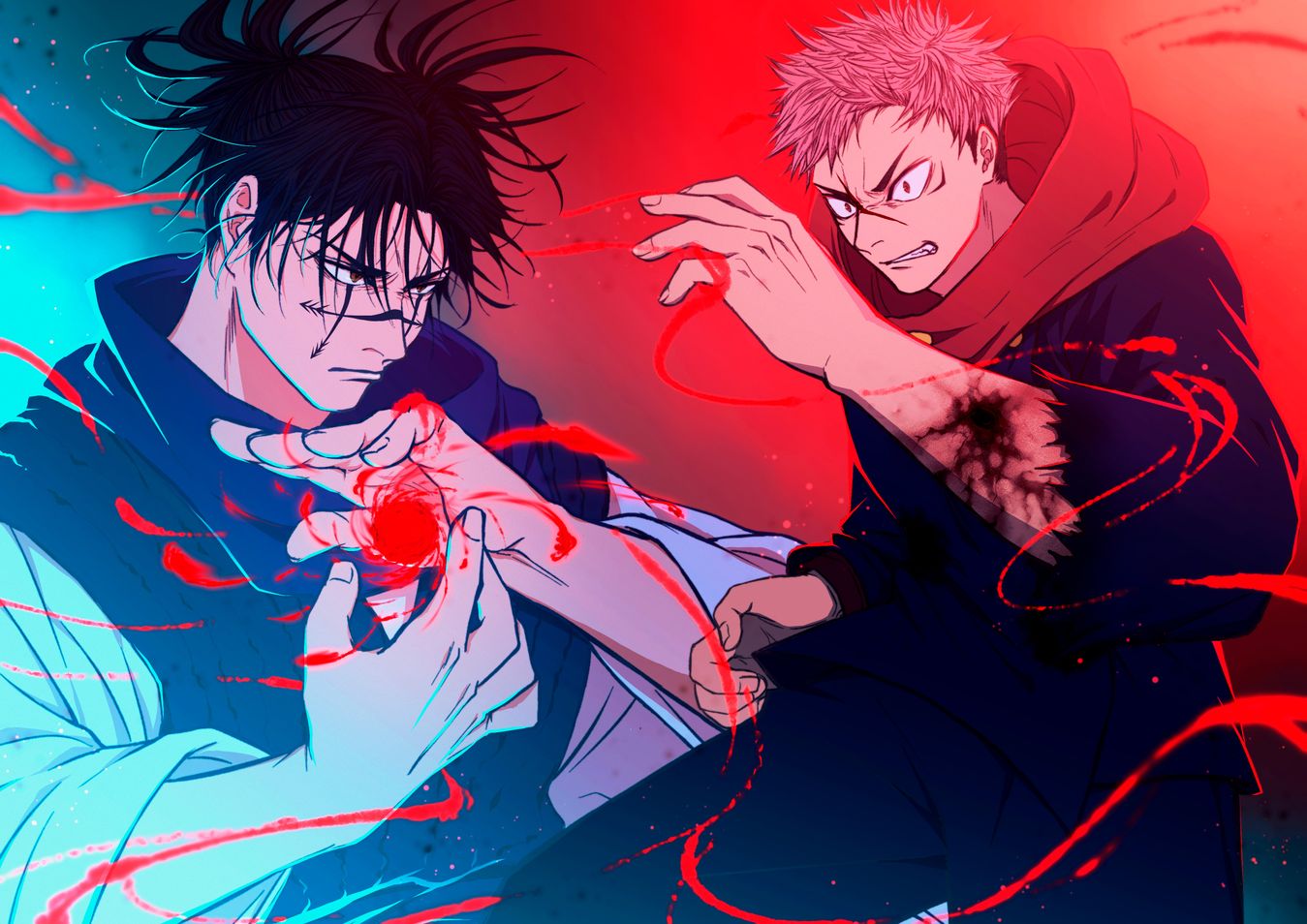 Jujutsu Kaisen Itadori vs Fushiguro Battle Wallpaper