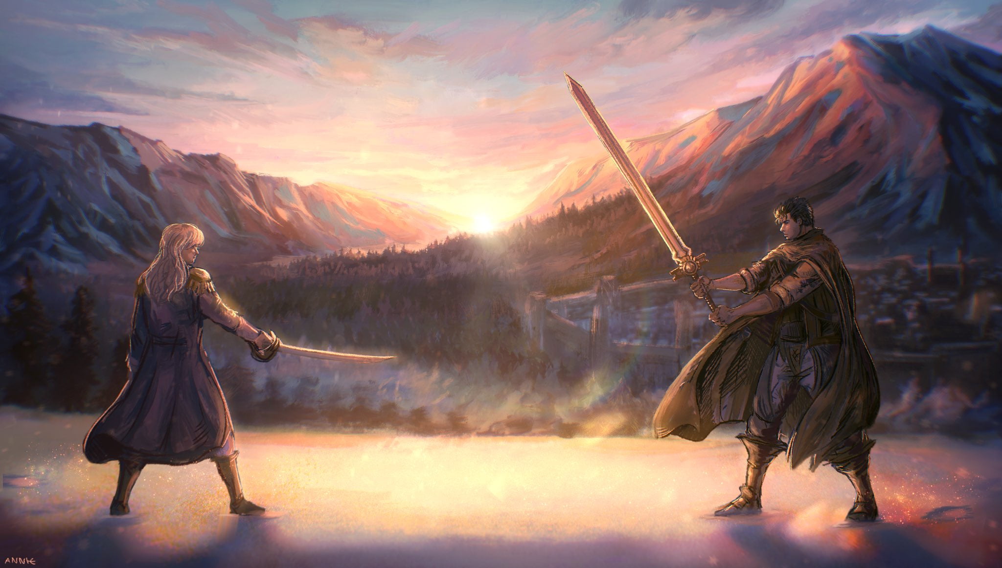 Berserk Duel at Sunset Wallpaper