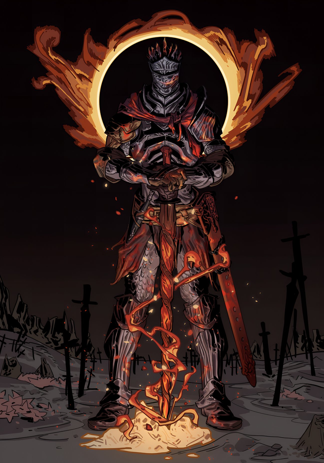 Dark Souls Flaming Knight Wallpaper 4K