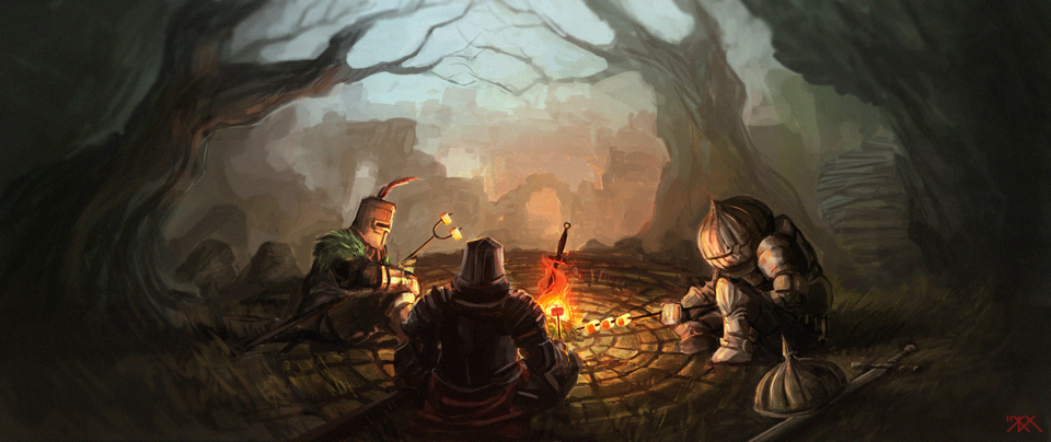 Dark Souls Campfire Bonfire Wallpaper – Knight's Rest
