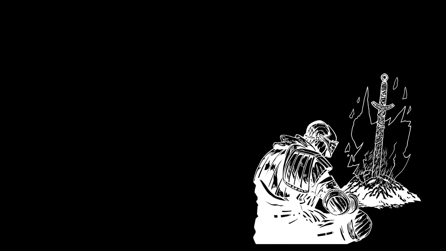 Dark Souls Knight Bonfire Wallpaper 4K