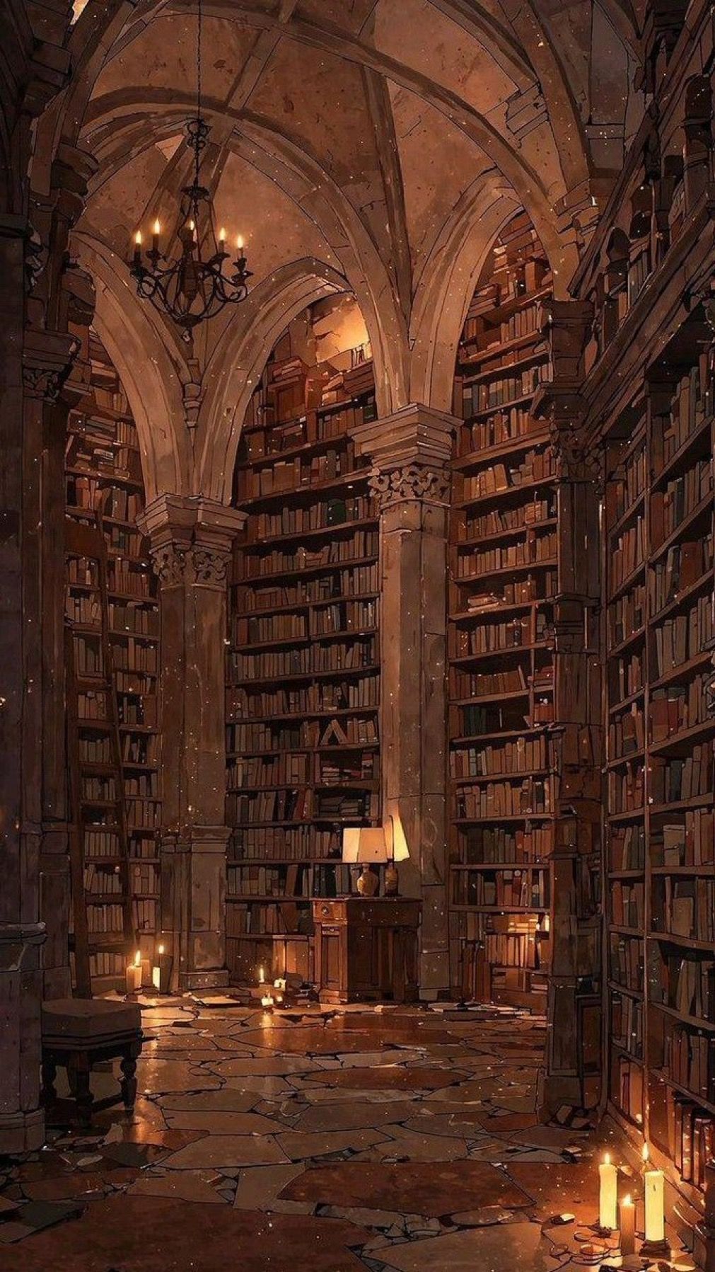 4K High Resolution Gothic Library Wallpaper