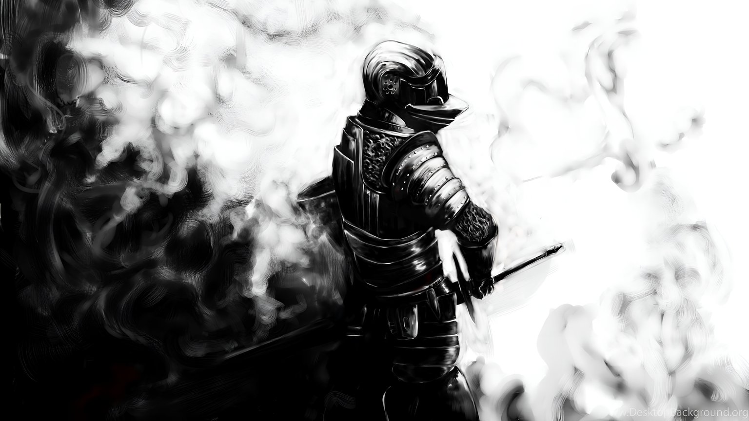 Dark Souls Ritter Krieger Wallpaper in Schwarz-Weiß