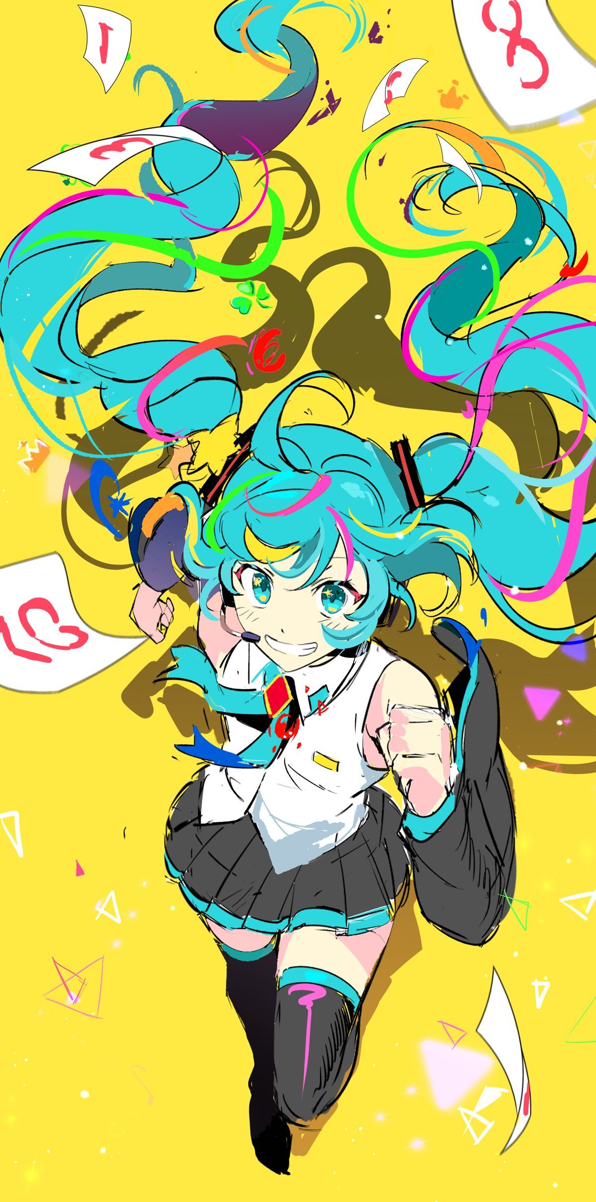 Tapet 4K Hatsune Miku Vârtej Colorat