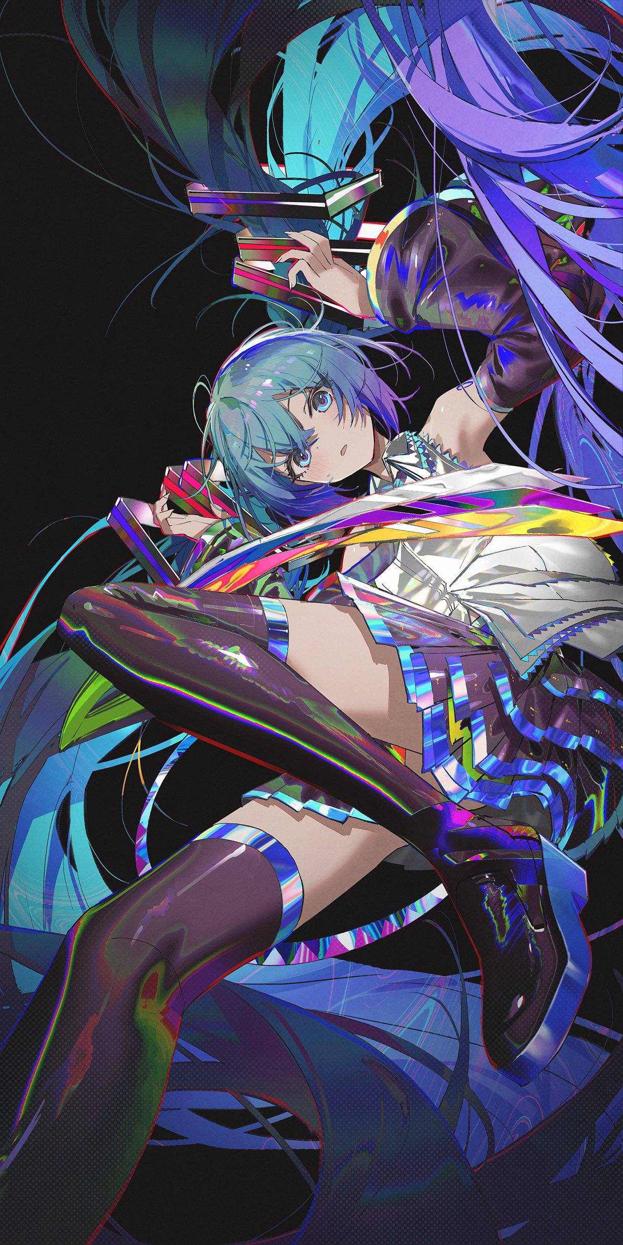 Hatsune Miku Cyberpunk Glitch Art Wallpaper