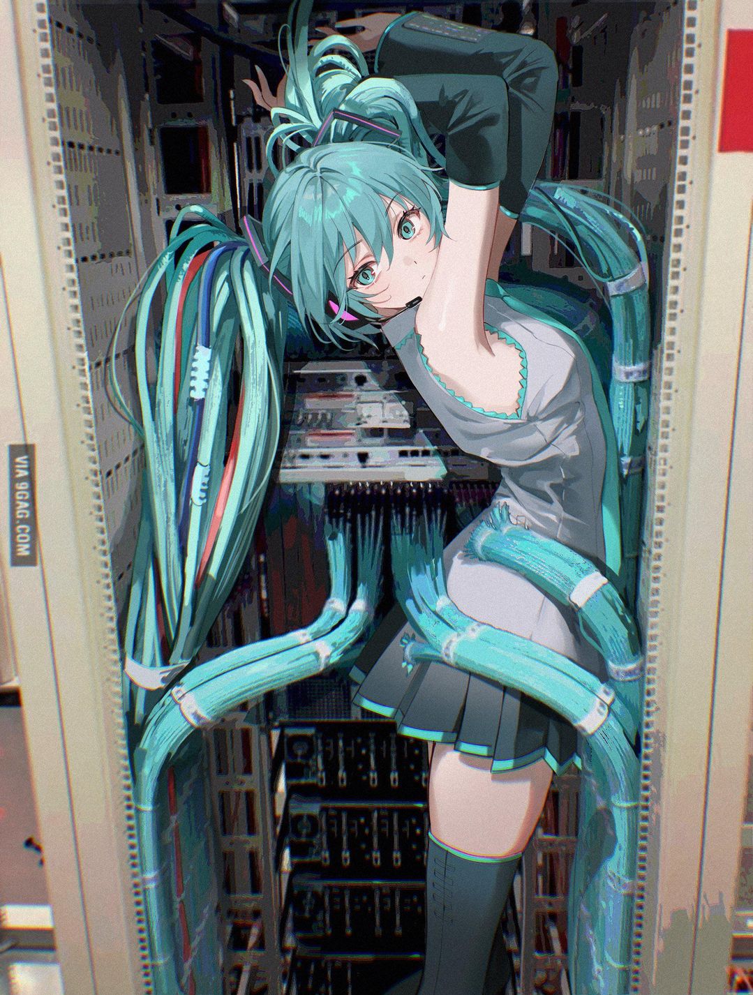 Hatsune Miku Server Room Cyberpunk Wallpaper