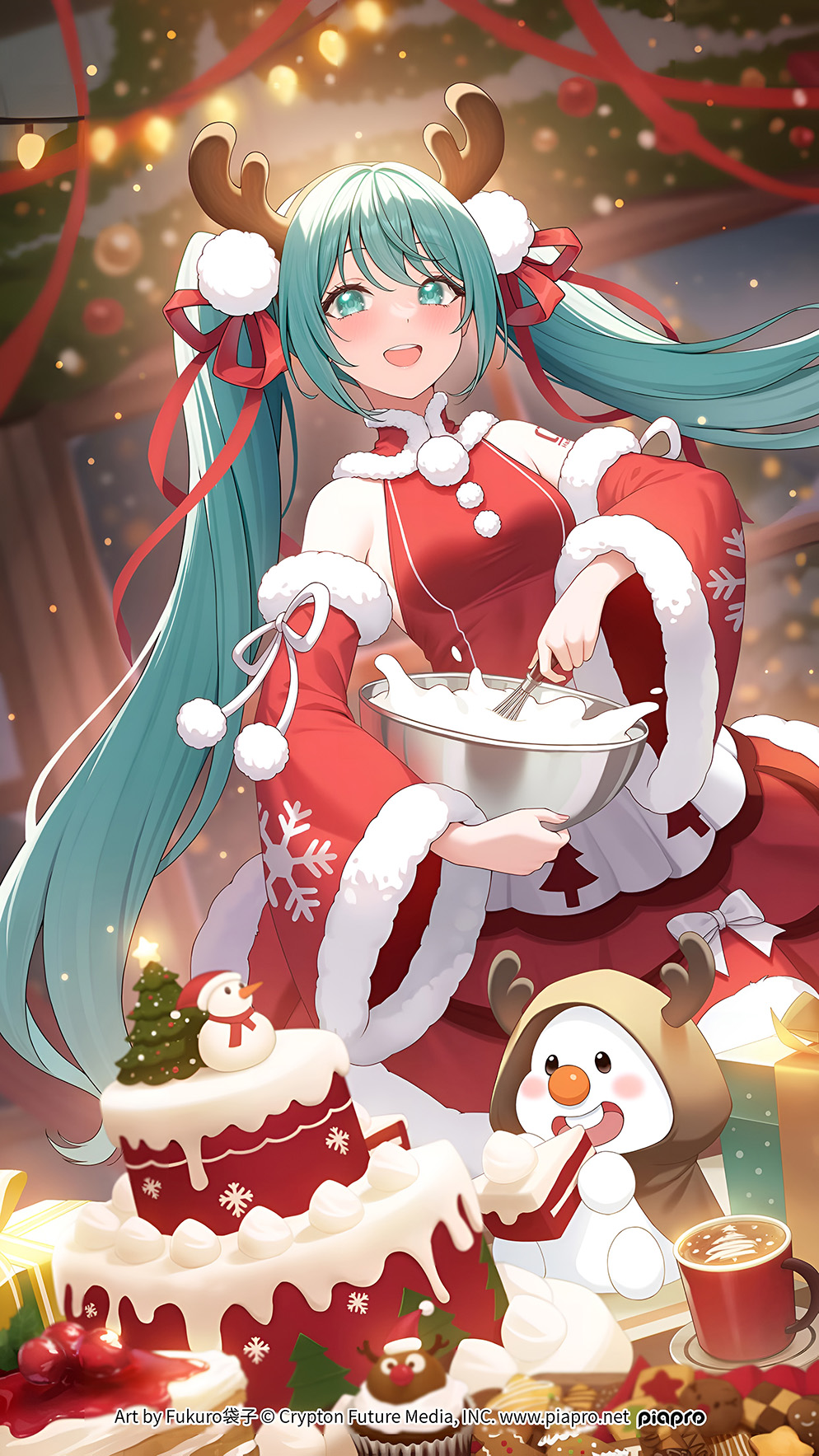 Hatsune Miku Jultapet Festlig Bakningsscen