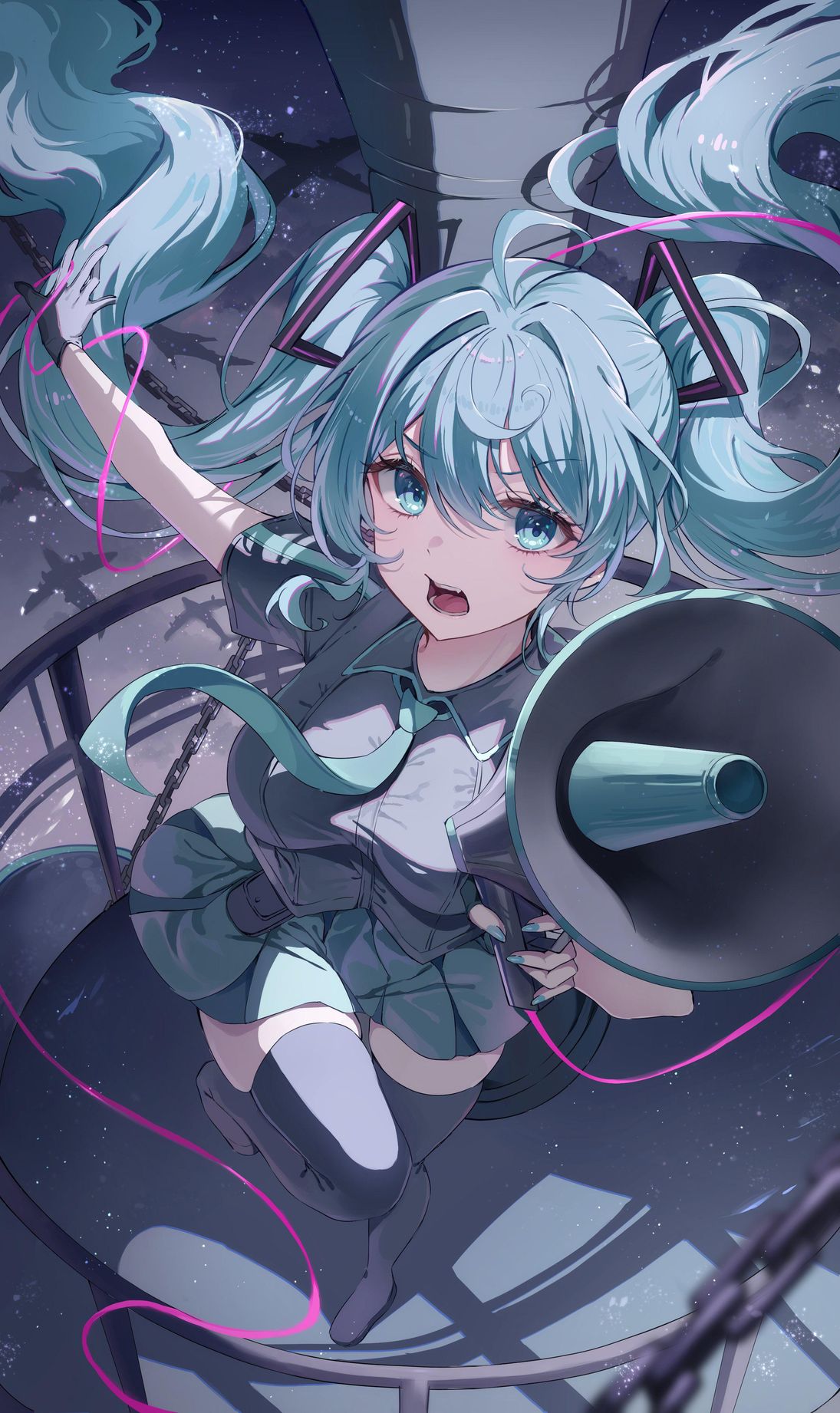 ہاتسونے میکو میگافون رات کے آسمان کا والپیپر