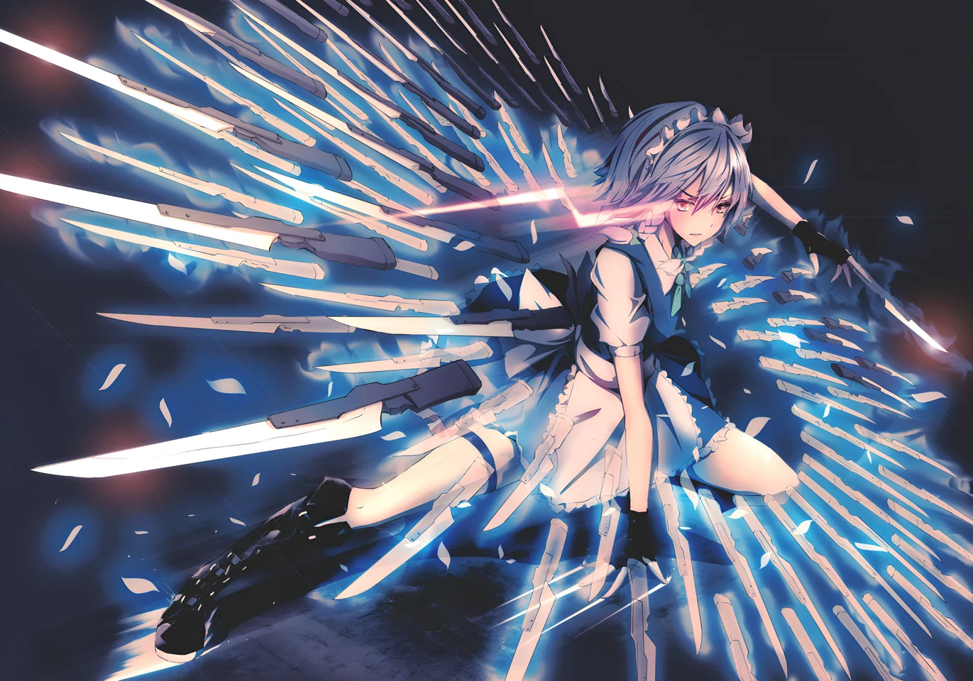 Sakuya Izayoi Knife Storm 4K Wallpaper