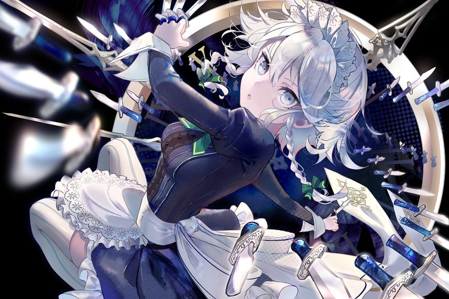 Sakuya Izayoi Tempesta di Lame Sfondo 4K