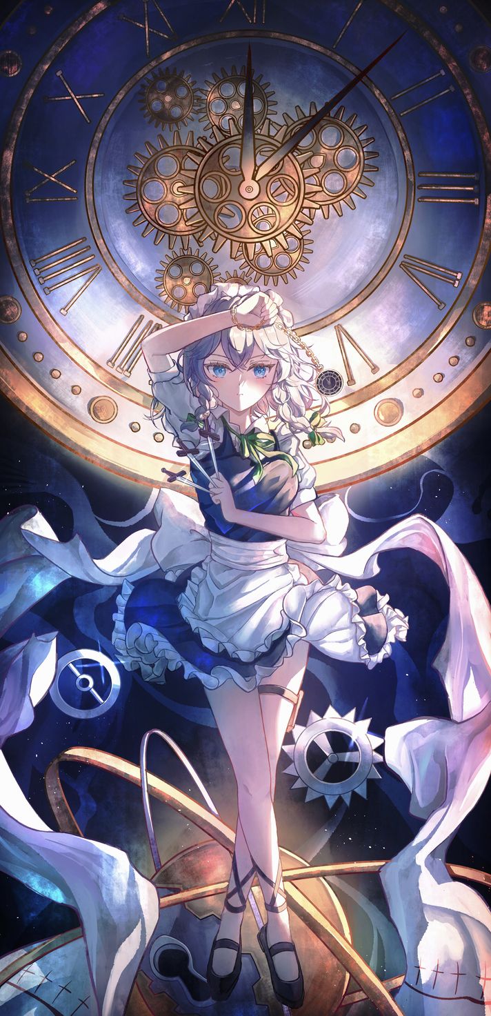 Sakuya Izayoi Touhou Project Clock Wallpaper