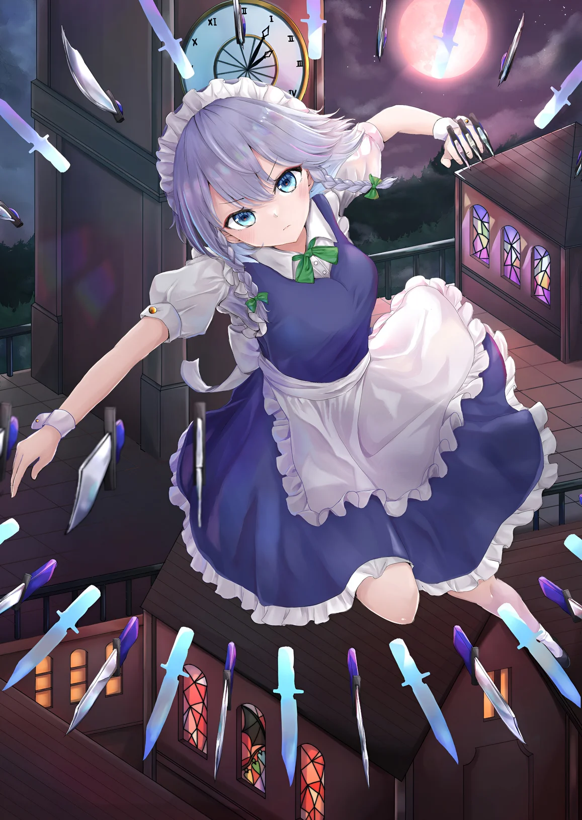Sakuya Izayoi Knife Throw Wallpaper