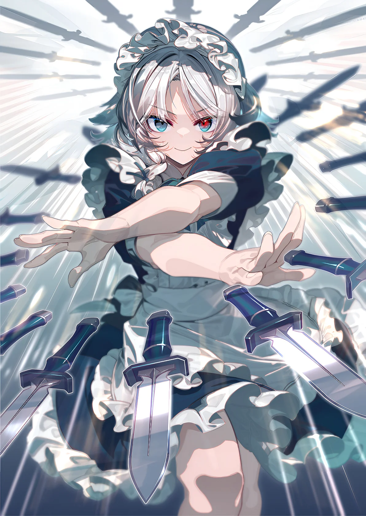 Sakuya Izayoi Knife Throw Wallpaper 4K