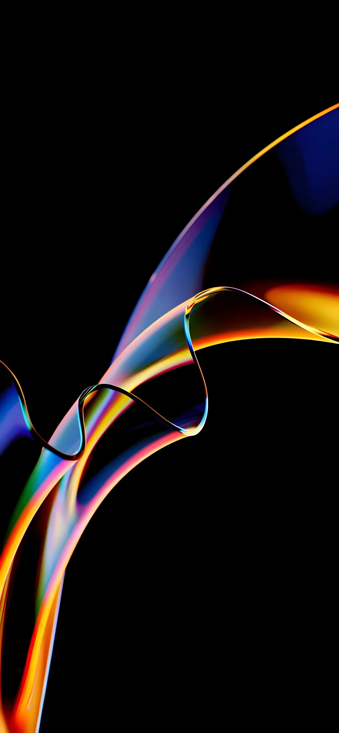 Iridescent Glass Ribbon iOS Wallpaper 4K