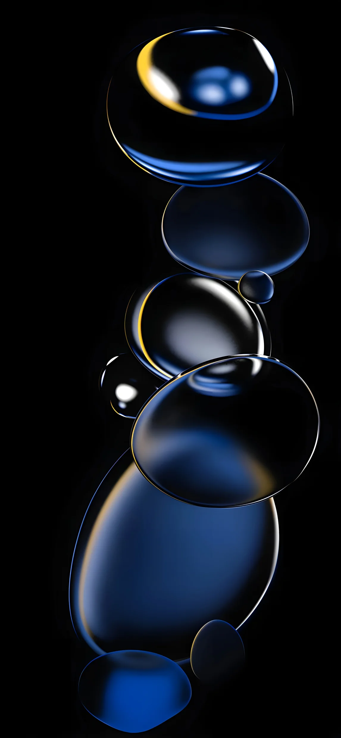 Dark Blue Liquid Bubbles iOS Wallpaper 4K