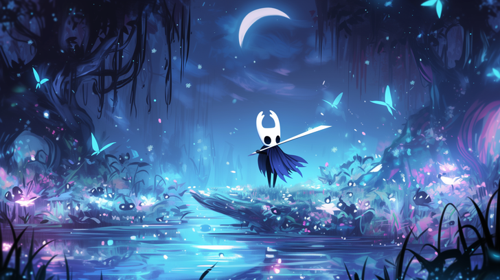 Hollow Knight Msitu wa Bluu wa Uchawi 4K Wallpaper
