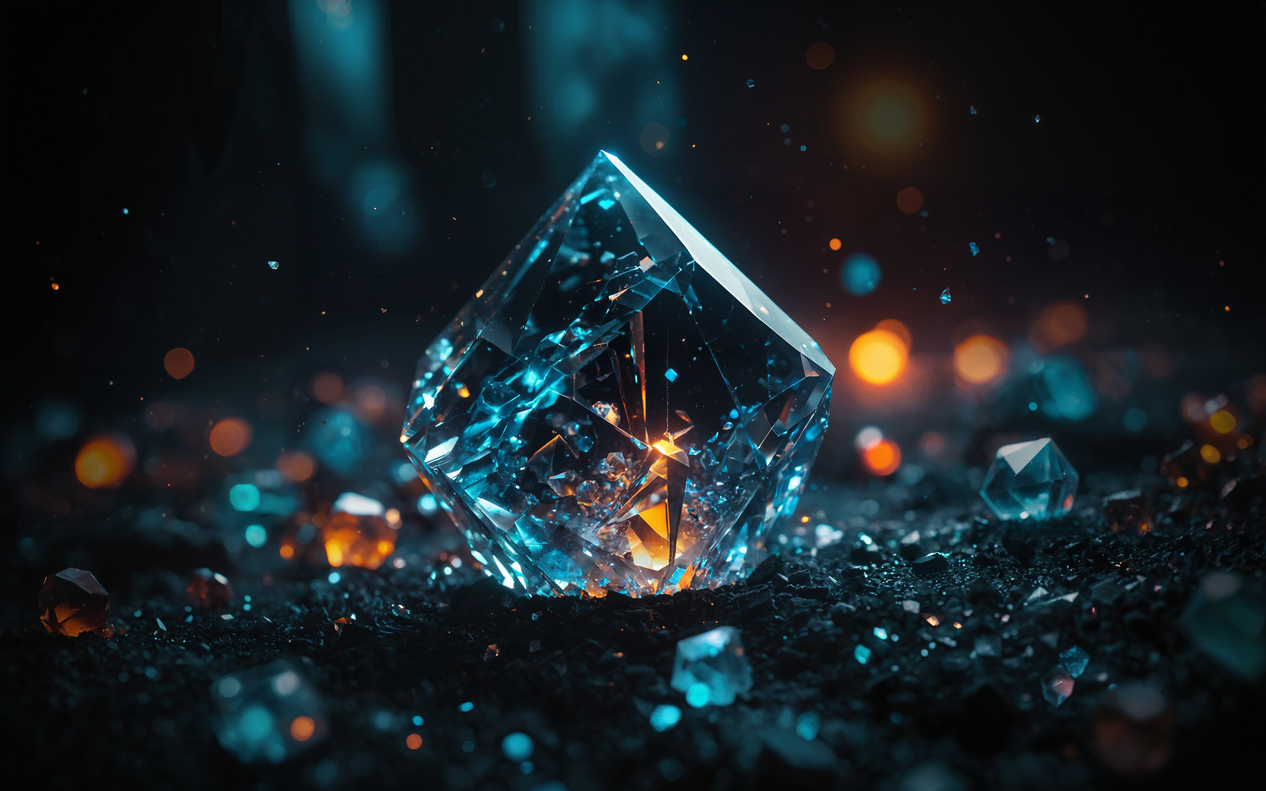 Crystal Diamond Wallpaper – Glowing Blue Gemstone