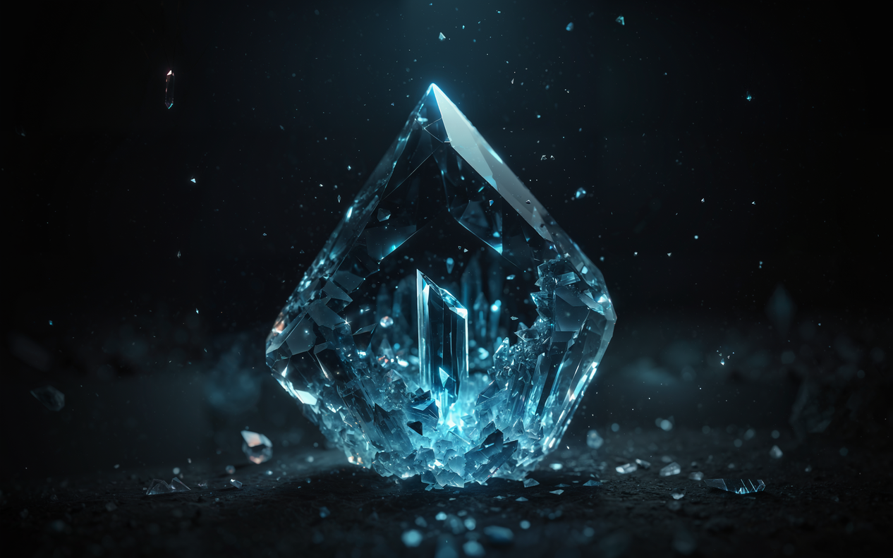 والپیپر 4K انفجار تکه‌های کریستال درخشان