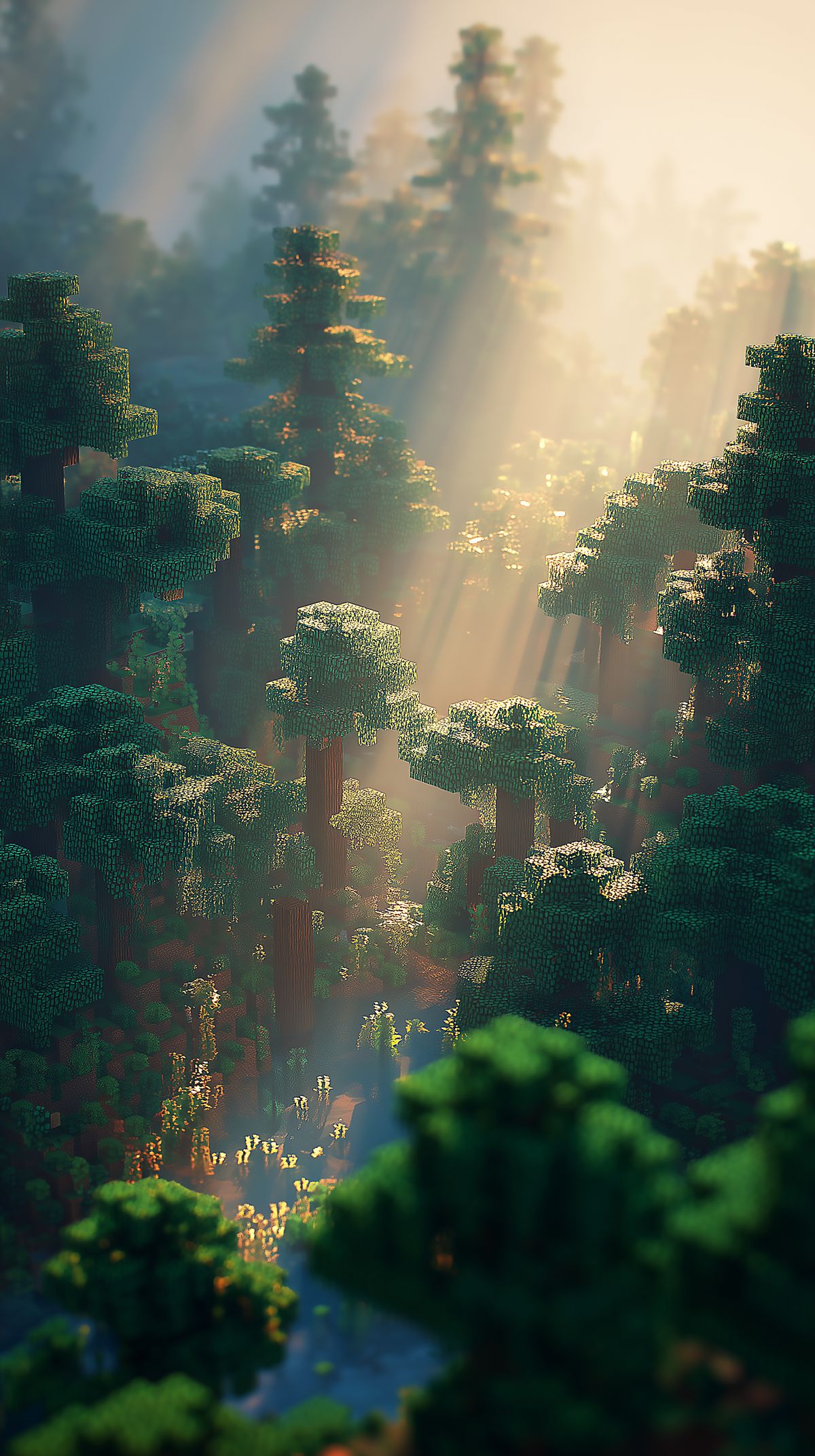 Minecraft Forest Sunray Wallpaper 4K