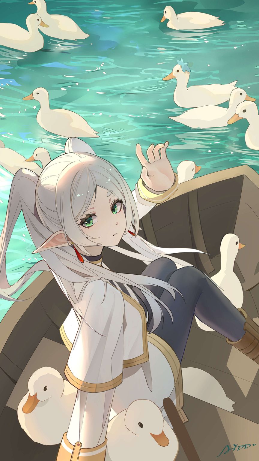 Fundal Frieren – Fată Elf cu Rațe