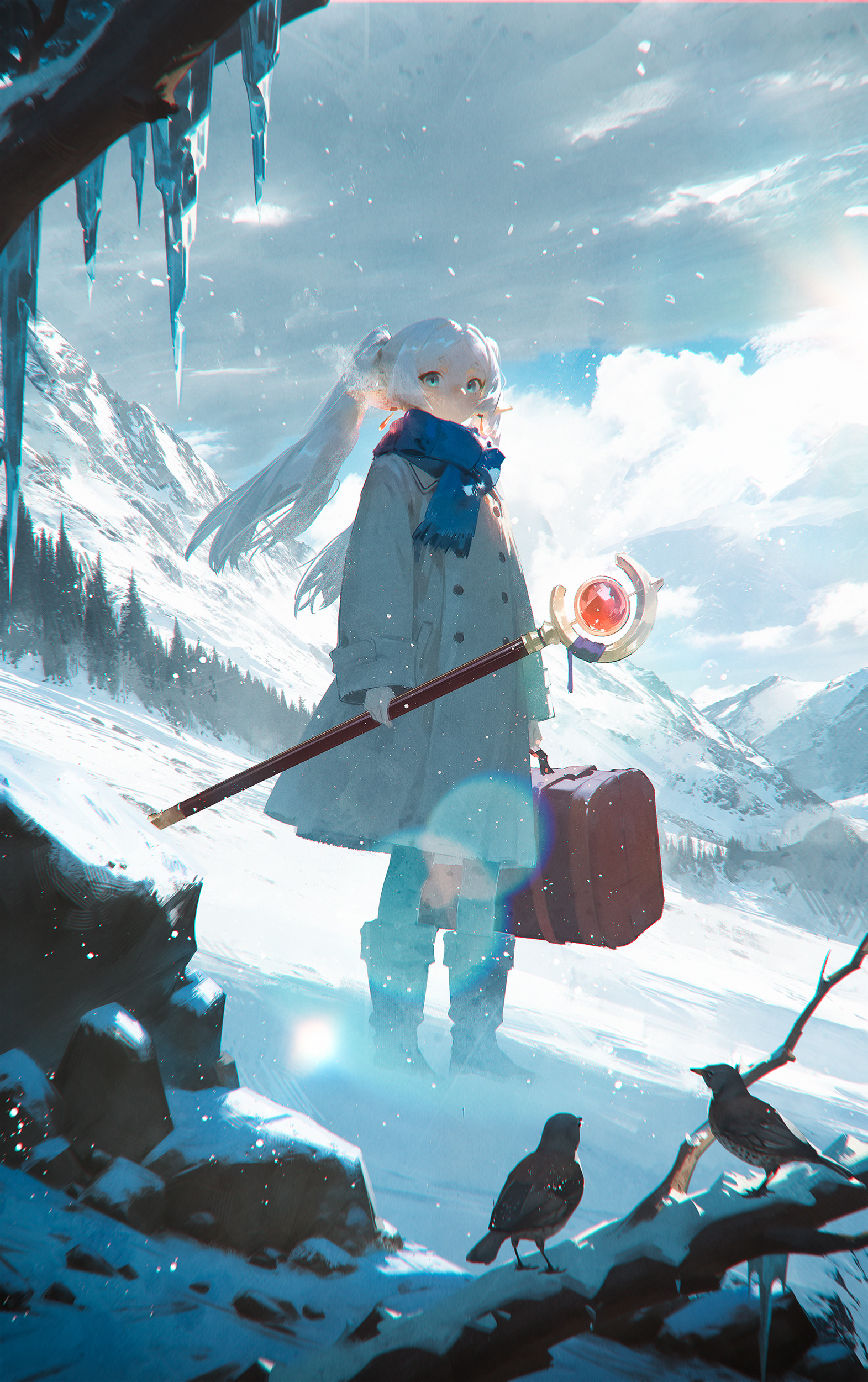 Frieren Winter Journey 4K Anime Wallpaper