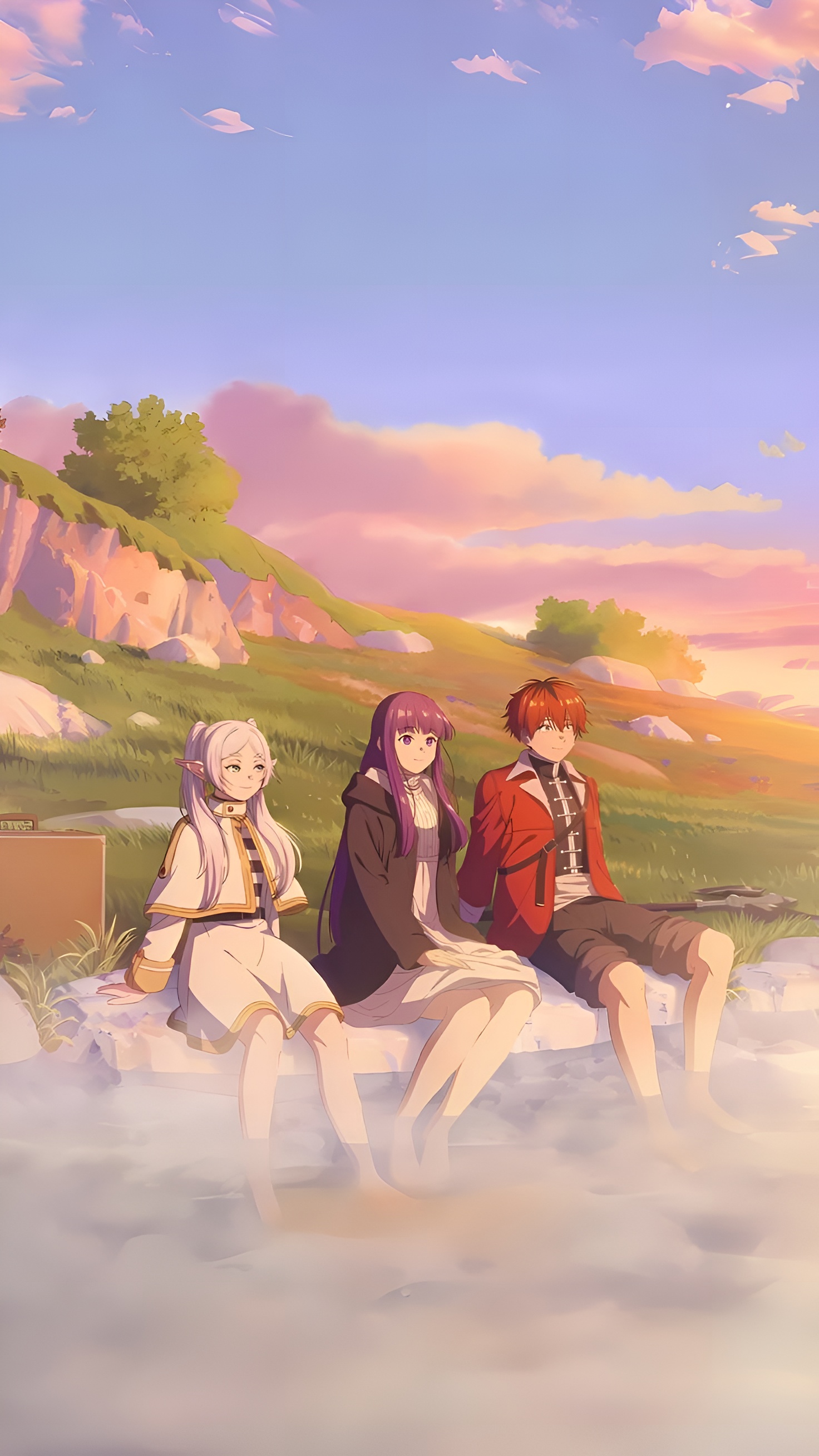 Frieren Anime Wallpaper Sunset Fantasy Scene 4K