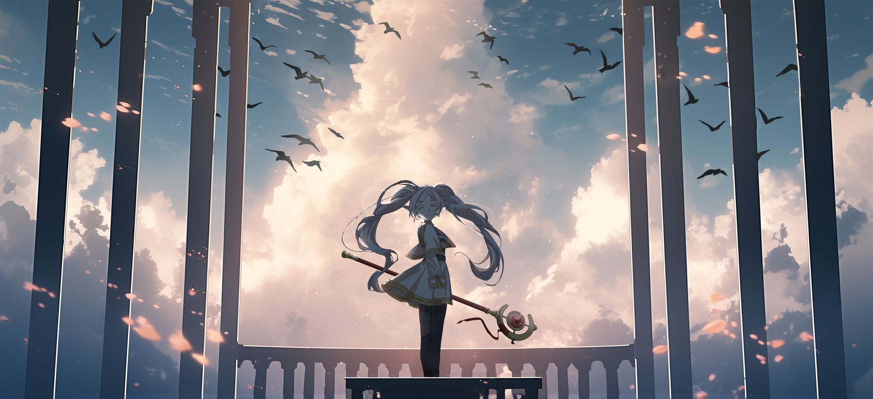 Tapet Frieren – Fată Magică Deasupra Norilor