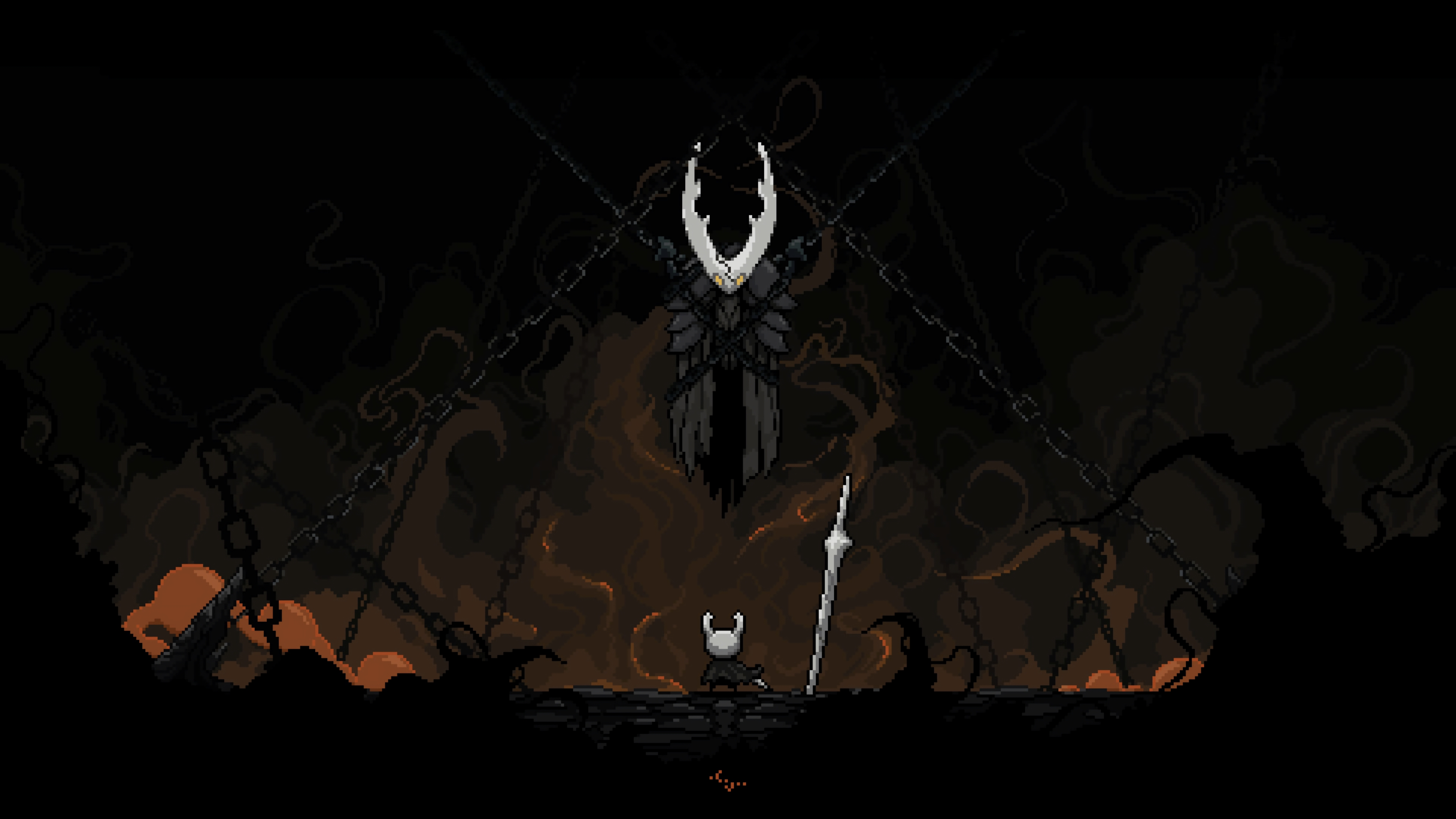 Hollow Knight Boss Battle Dark Wallpaper 4K