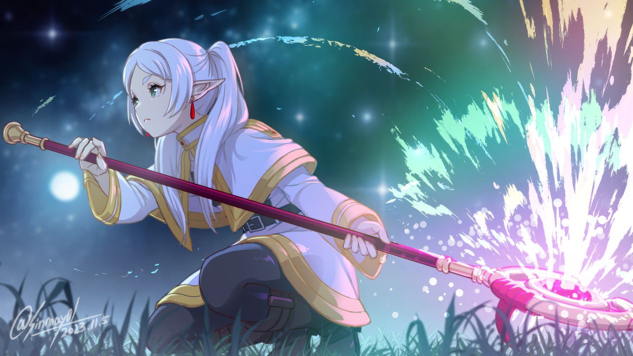Frieren Battle Magic 4K Wallpaper