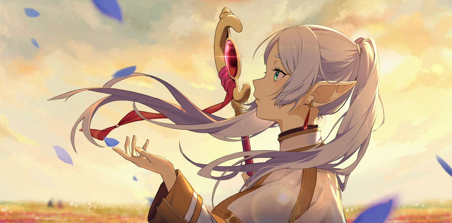 Frieren Magical Wind 4K Wallpaper