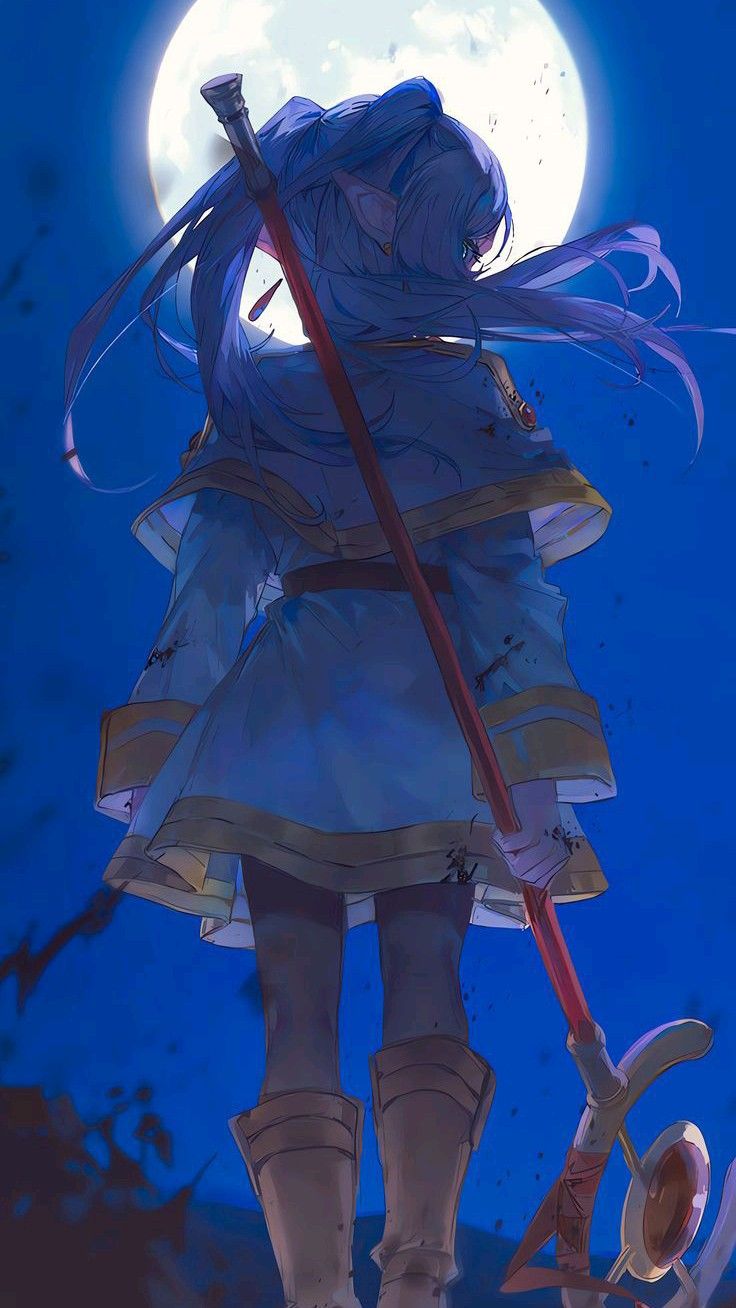 Frieren Moonlit Night 4K Wallpaper