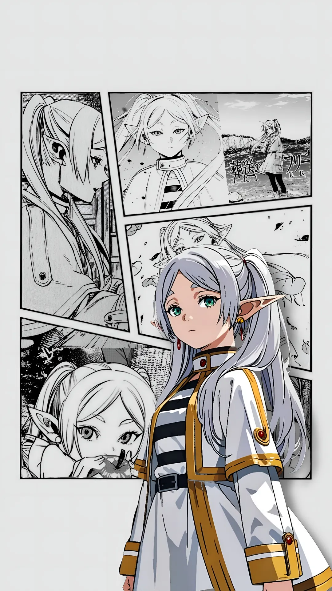 Frieren Manga Collage 4K Wallpaper