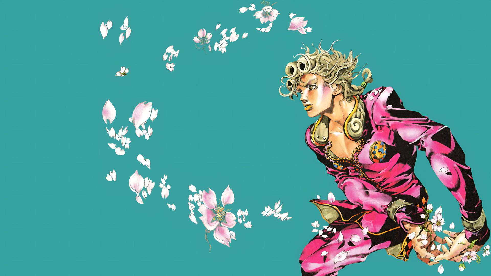 Giorno Giovanna Cherry Blossoms 4K Wallpaper