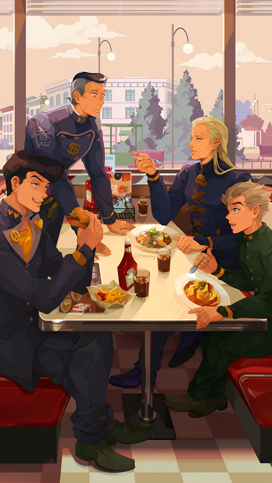 JoJo's Bizarre Adventure Diner Scene 4K Wallpaper