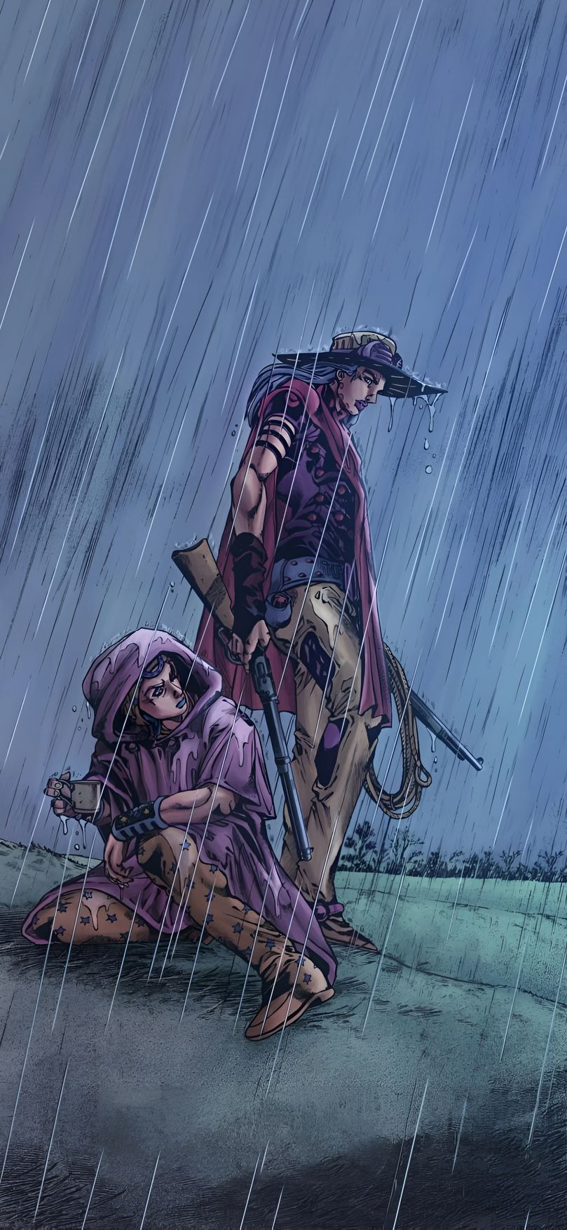 Steel Ball Run Rain Scene 4K Wallpaper