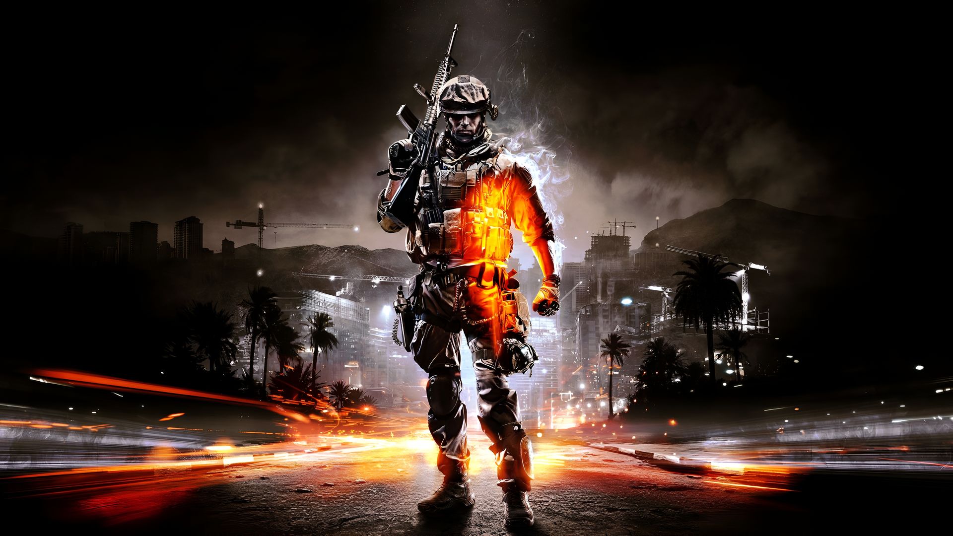 Battlefield 3 Soldier Night City 4K Wallpaper
