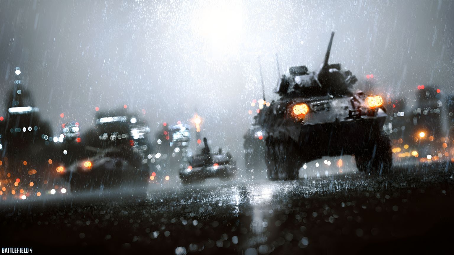 Battlefield 4 Rainy Urban Tank Convoy Wallpaper